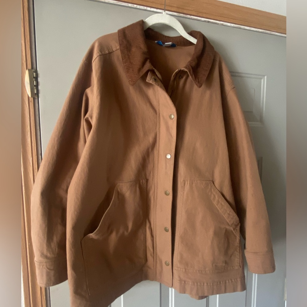 Old Navy Tan Chore Jacket with Corduroy Collar. Women’s XL. Lightly Worn.